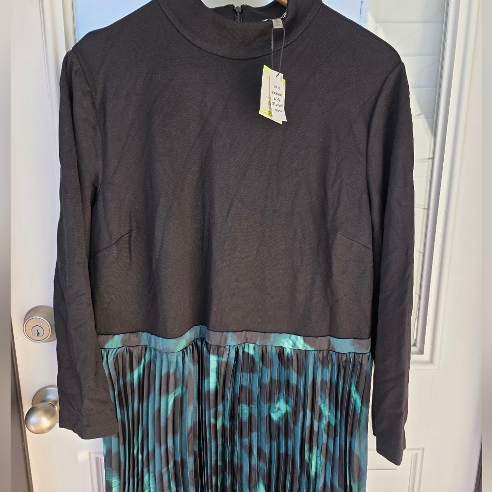 Anne Klein Plus Size Mixed-Media Pleated Midi Dress Sz 18W NWT Cocktail Party - Picture 5 of 12